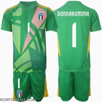 Billige Fotballdrakt Italia Gianluigi Donnarumma #1 Keeper Replika Bortedraktsett Barn EM 2024 Kortermet (med bukser)